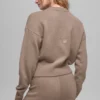 Wool Cashmere Cropped New Class Crewneck Sweater - Chai Latte