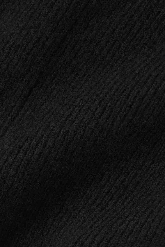 Wool Cashmere Ribbed Noble Short - Black
