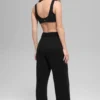 Wool Cashmere High-Waist New Class Wide Leg Pant - Black