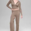 Wool Cashmere High-Waist New Class Wide Leg Pant - Chai Latte