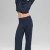 Wool Cashmere High-Waist New Class Wide Leg Pant - Navy