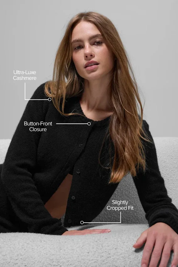 Wool Cashmere New Class Cropped Cardigan - Black