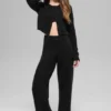 Wool Cashmere New Class Cropped Cardigan - Black