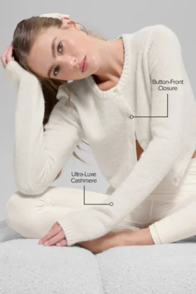 Wool Cashmere New Class Cropped Cardigan – Ivory