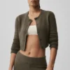 Wool Cashmere New Class Cropped Cardigan - Olive Tree