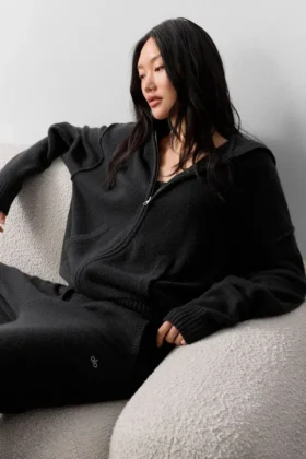 Wool Cashmere New Class Full Zip Hoodie - Black