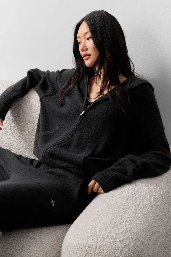Wool Cashmere New Class Full Zip Hoodie - Black