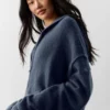 Wool Cashmere New Class Full Zip Hoodie - Navy