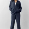 Wool Cashmere New Class Full Zip Hoodie - Navy