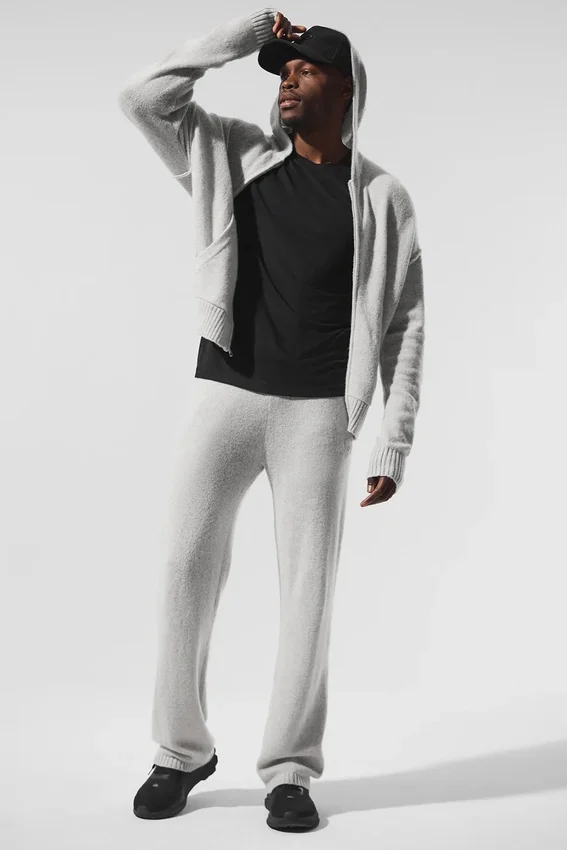 Wool Cashmere New Class Full Zip Hoodie - Pearl Grey Heather