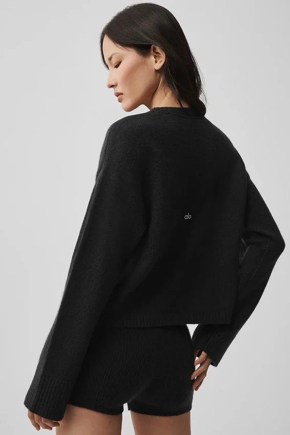 Wool Cashmere New Class Tie Cardigan - Black