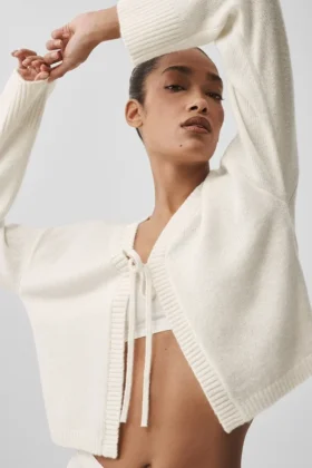 Wool Cashmere New Class Tie Cardigan - Ivory