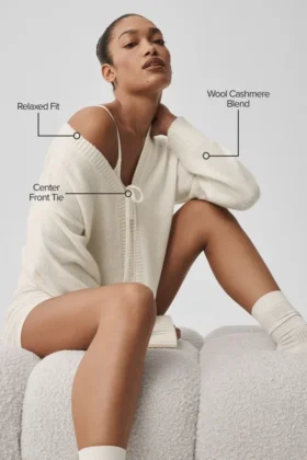Wool Cashmere New Class Tie Cardigan – Ivory