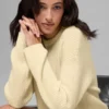 Wool Cashmere Ribbed Noble Crewneck Sweater - Candlelight Yellow