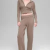 Wool Cashmere Ribbed Noble Full Zip Hoodie - Chai Latte