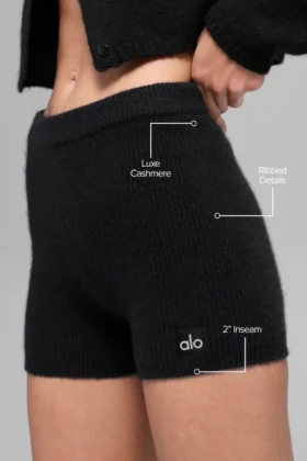 Wool Cashmere Ribbed Noble Short – Black