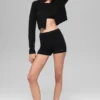 Wool Cashmere Ribbed Noble Short - Black