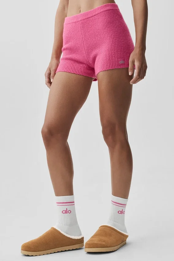 Wool Cashmere Ribbed Noble Short - Paradise Pink